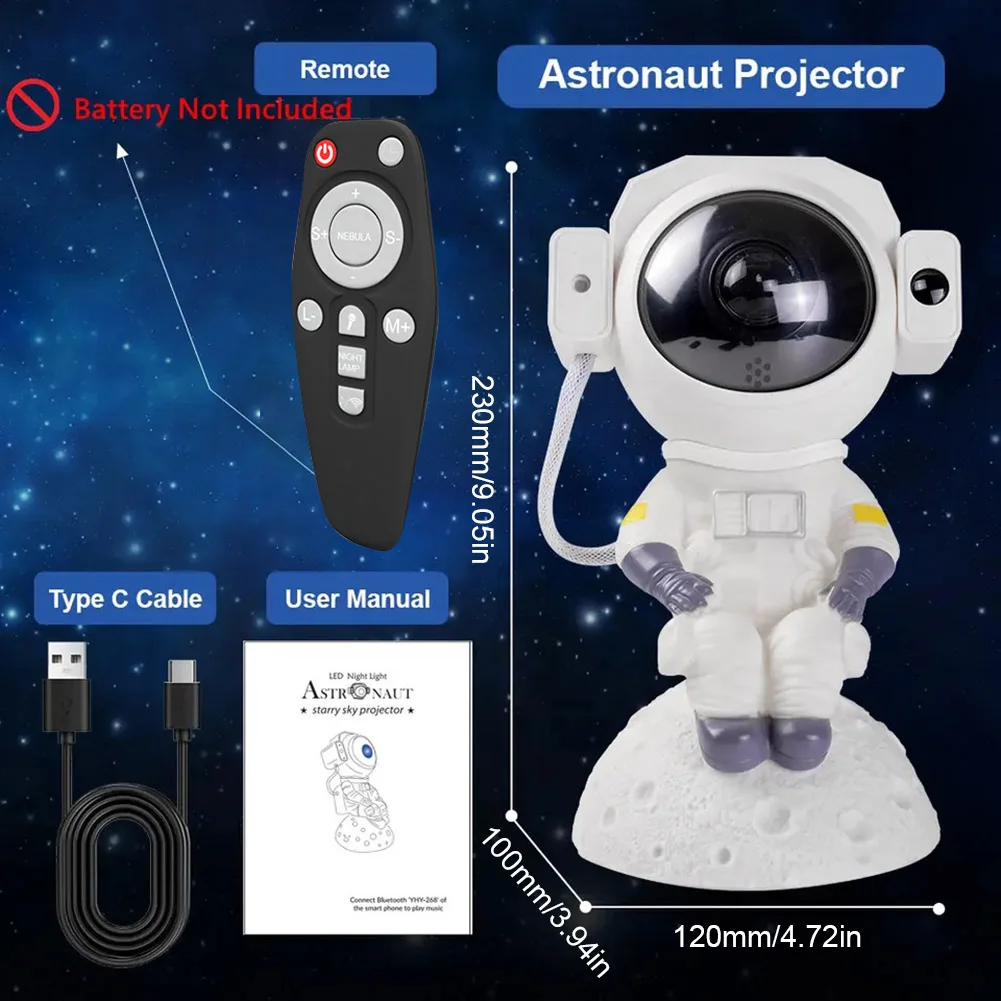 Proyector de estrellas D2 para niños y adultos, luz nocturna, astronauta, nebulosa, iluminación espacial, proyector de dormitorio, nebulosa