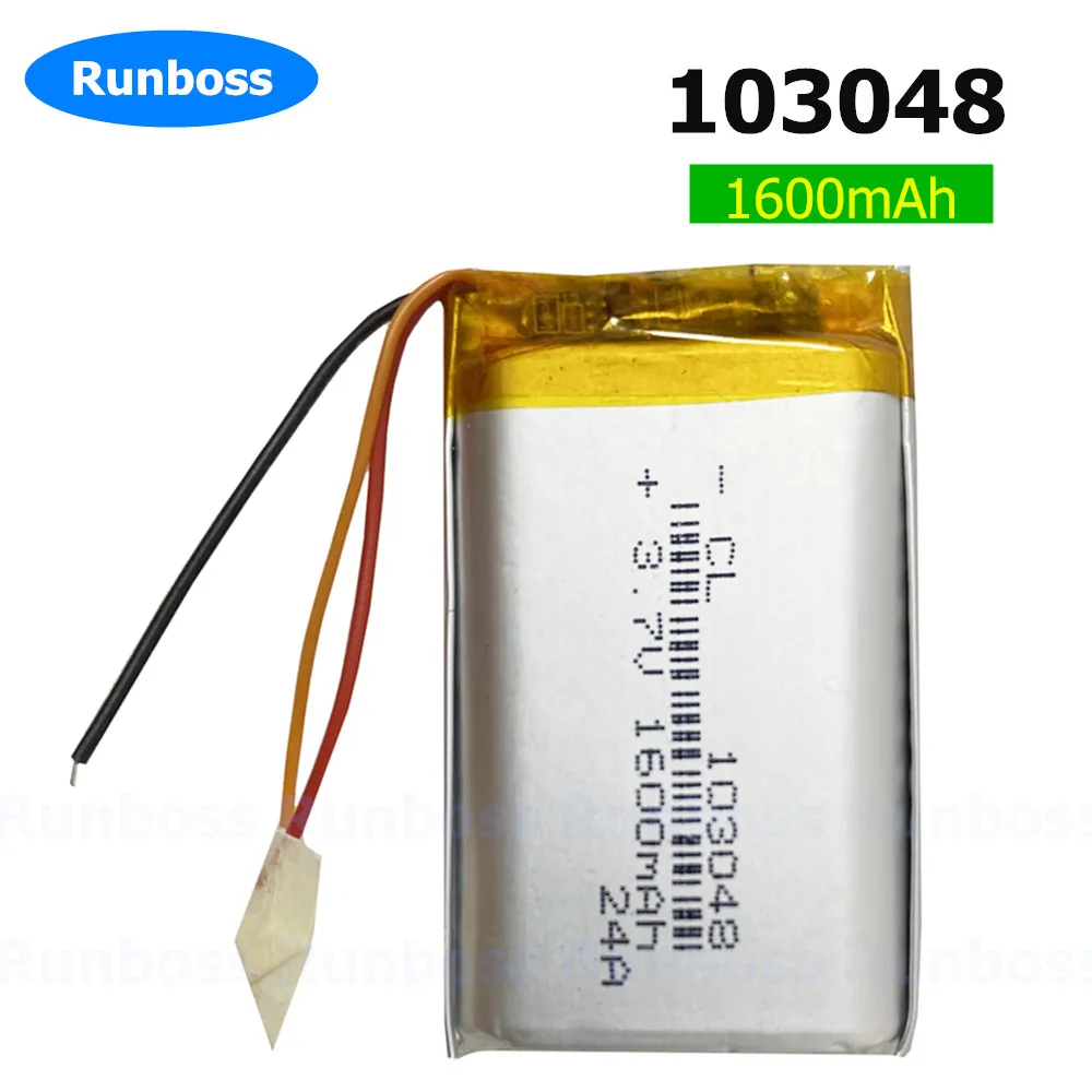 1-10pcs 3.7V 1600mAh 103048 Li-polymer Rechargeable Battery For MP3 MP4 bluetooth GPS Toy reading pen speaker digital products