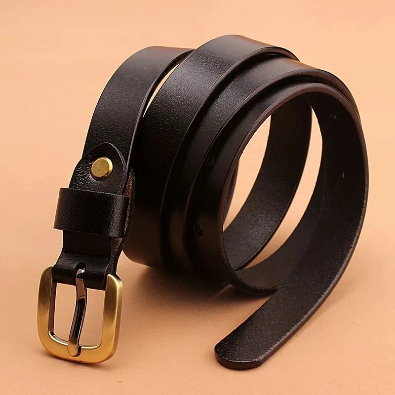 Women Leather Belt Black Ladies Waistband For Dress Jeans Golden Buckle Sweater Luxury Women Belt