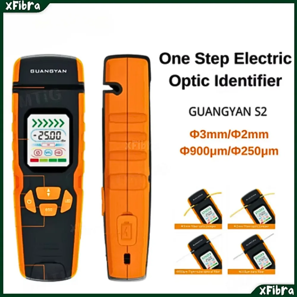 GUANGYAN S2 One-Step Electric Optic Identifier with Visual Fault Locator 850-1700nm SM/MM Live Fiber Optical Detector