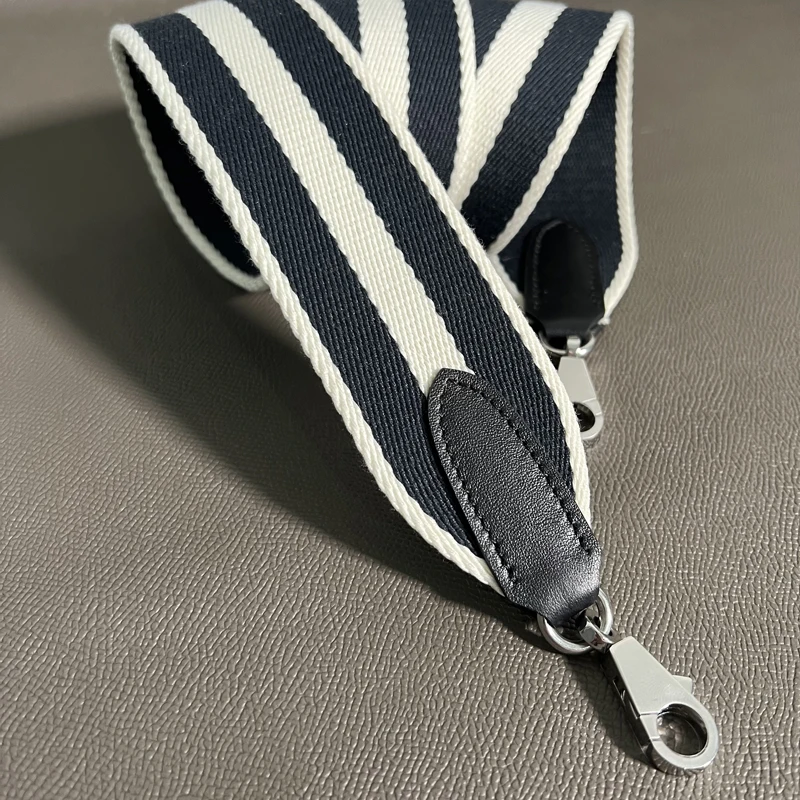 New 5cm Wide Striped High-Quality Canvas Strap Paired With Cowhide Material Hand Sewn Suitable For Kelly Bag Shoulder Straps