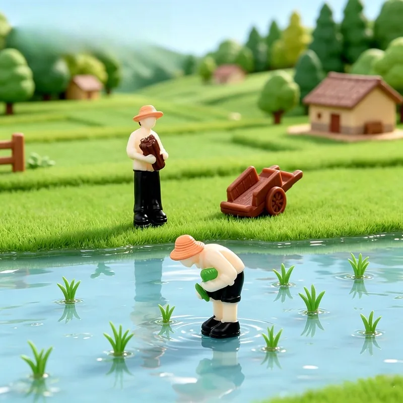Micro-landscape Seedling Planting Farmer Simulation Villain Doll Pastoral Landscaping DIY Decoration Desktop Small Ornament