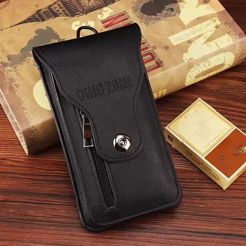 

For Oppo Find X8s Plus Soft Leather Phone Pouch Find X8 X7 Ultra Zipper Card Slot Case Waist Bag Find X8S X7 X6 Pro X8 X5 X3 Neo
