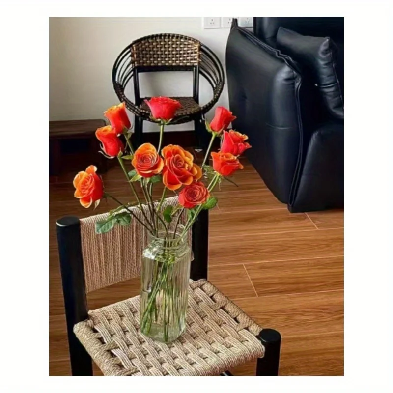 Shoe Changing Stool, Woven Stool, Medieval Rope Woven Stool, Ins Style Nordic Solid Wood Home Low Stool With image 3