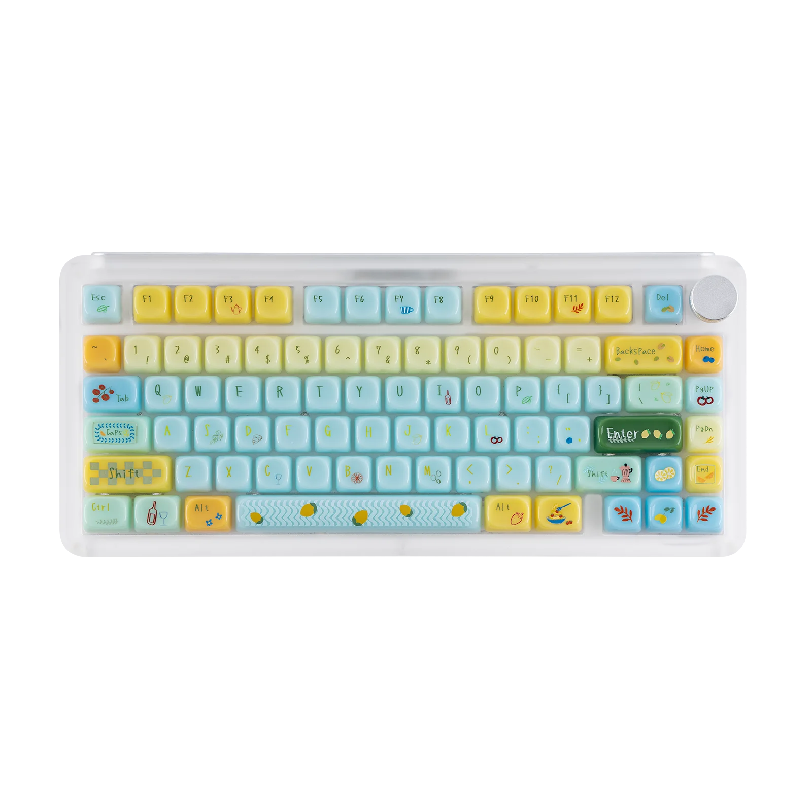 KiiBOOM Sweet Lemon Summer MOA Profile Keycap Set 141-Key PC Keycaps Compatible with 61/68/84/87/98/100/104/108-Key ANSI Layouts