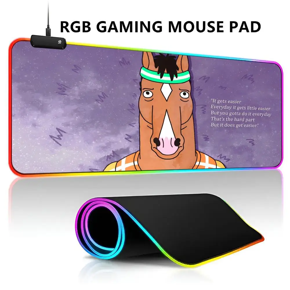 

Крутой коврик для мыши B-BoJack с рисунком всадника, RGB светодиодный игровой коврик для мыши, водонепроницаемый большой ковер для геймерской мыши, большая клавиатура Mause Pa
