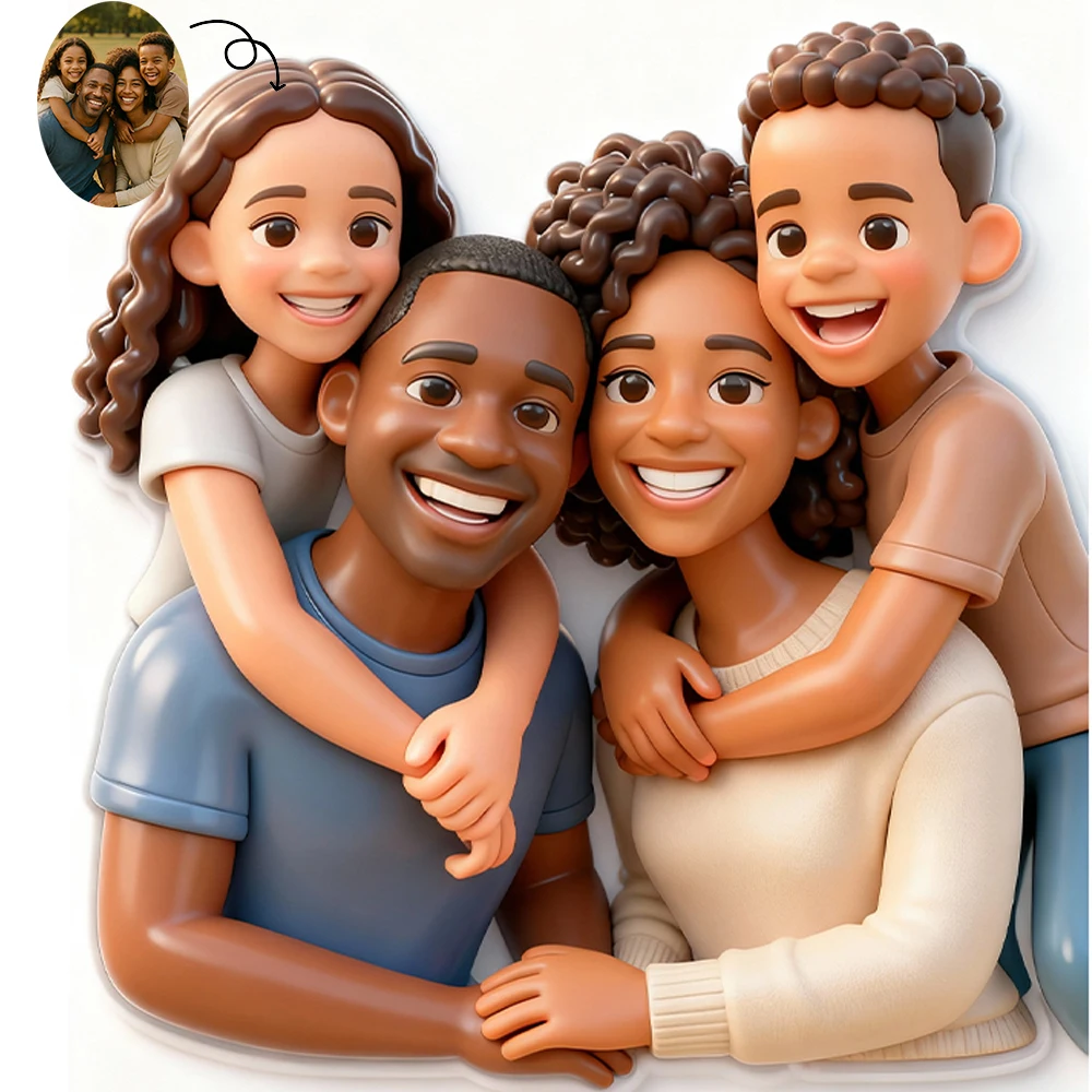 Passen Sie Ihre Fotos an, 3D-Cartoon-Stil, Leinwanddruck, Porträt, Paar, Familie, Haustier, Tier, Wandkunst, Poster für moderne Heimdekoration