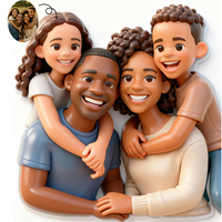 Customize Your Photos 3D Cartoon Style Canvas Printing Portrait Couple Family Pet Animal Wall Art Poster for Modern Home Decor