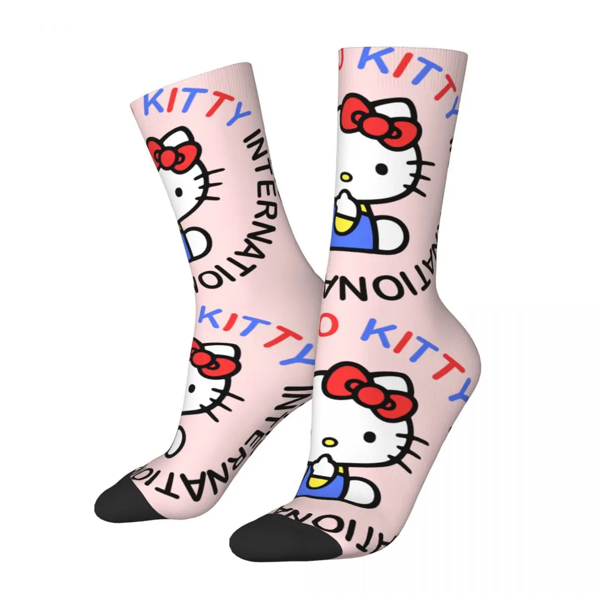 Funny Happy Men's compression Socks Fan Retro Harajuku Hello Kitty Hip Hop Novelty Casual Crew Crazy Sock Gift Printed