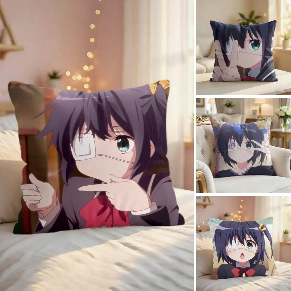T-Takanashi Rikka Sexy Anime Cushion Cover Silky Short Plush Invisible Zipper Dustproof Sofa Pillow Case For Home Decor