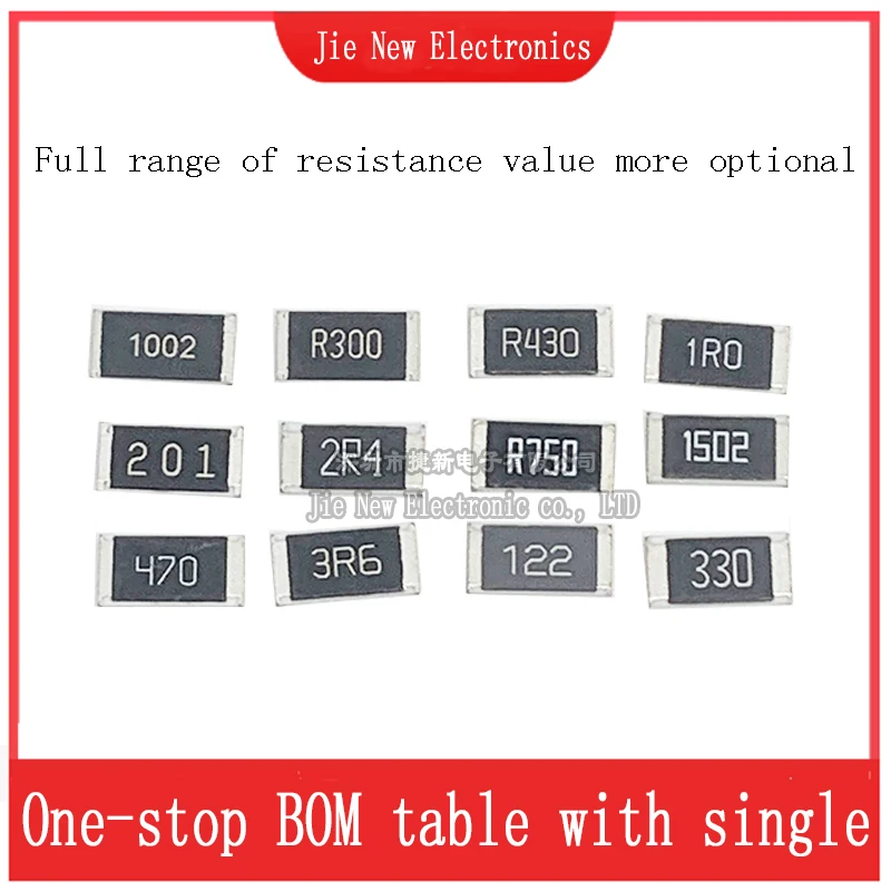 Resistencia 2512 SMD 5%, 0R-10M, 0.1R, 0.27R, 0.47R, 1R, 2.2R, 10R, 47R, 100R, 1K, 10K, 47K, 82K, 100K, 220K, 470K, 1M, 750 M, 4,7 M, 50 unidades