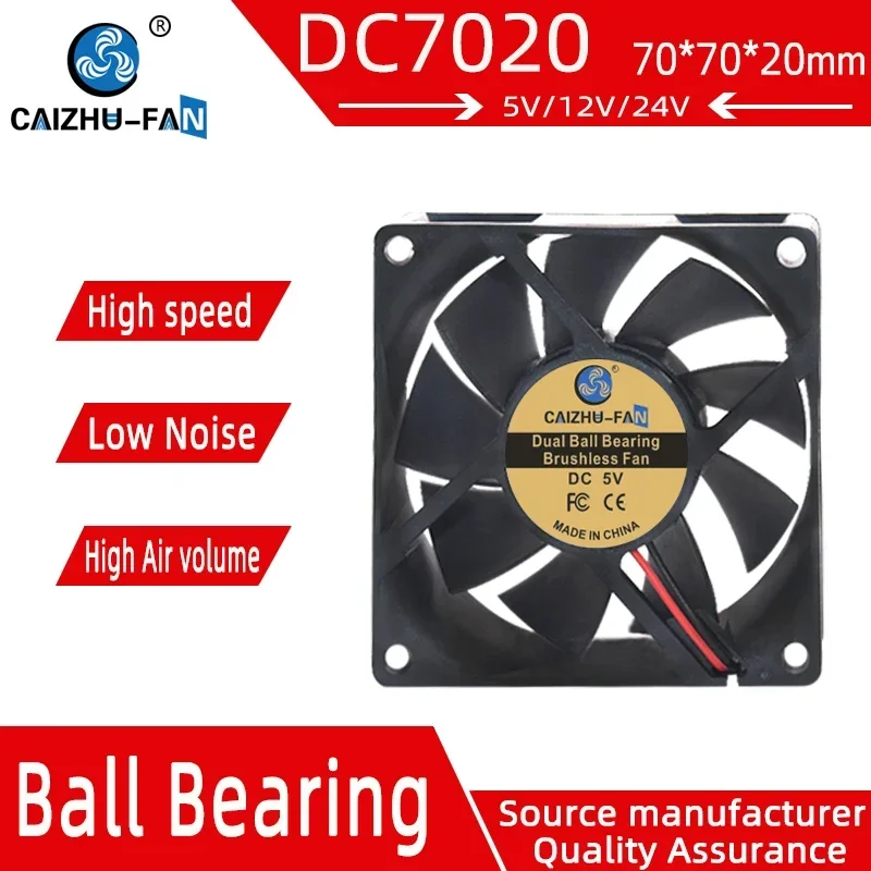 CAIZHU-FAN New DC7020 brushless dc fan 7 cm/cm 24 v12v5v chassis power converter cooling fan