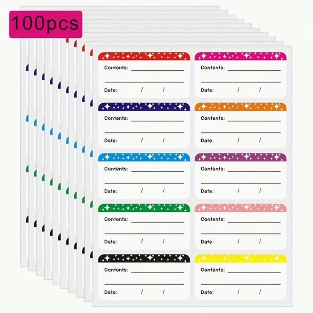 

100 pieces/10 sheets of colorful detachable fridge and food storage labels, perfect for kitchen organization, ideal for prepping
