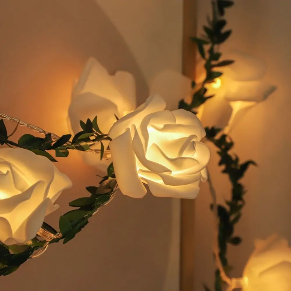 

10/20LED Colored Wedding Birthday Party Fairy String Lights Led Lamp String Green Leaf Rose Flower