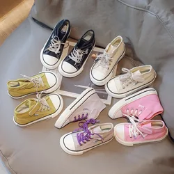 Children High-top Canvas Shoes Girls Candy Color Casual Shoes Boys Autumn School Board Shoes