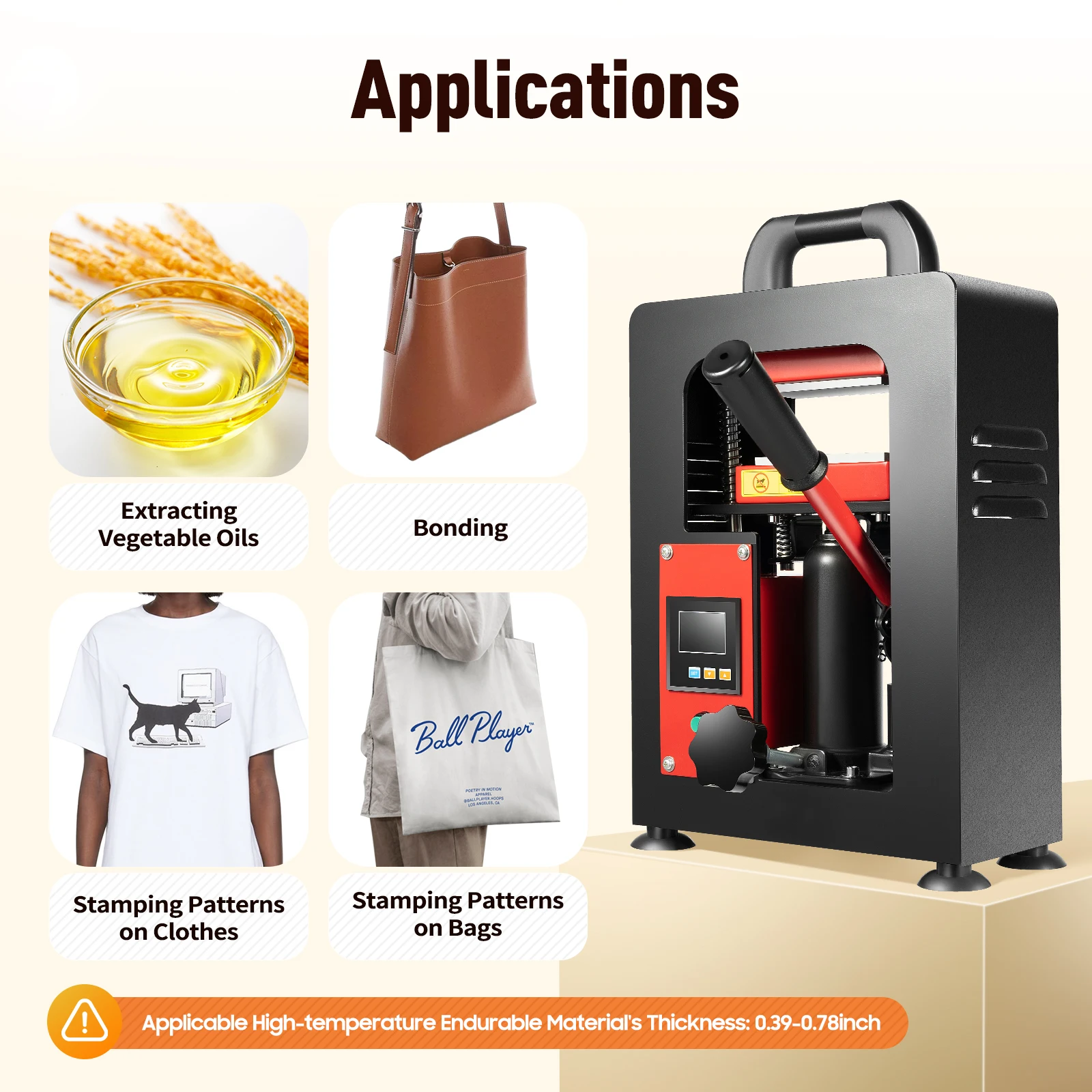 مكبس الصنوبري الهيدروليكي اليدوي 900 واط مع شاشة LCD آلة الضغط الحراري الهيدروليكي لوحات مزدوجة آلة التدفئة لـ 0.39-0.78 بوصة #6