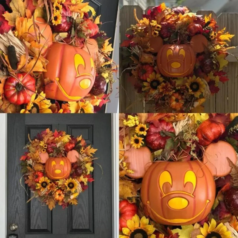 

Halloween Autumn Pumpkin Wreath Door Decoration Hanging Flower Wreath (Flower Wreath * 1) Pumpkin