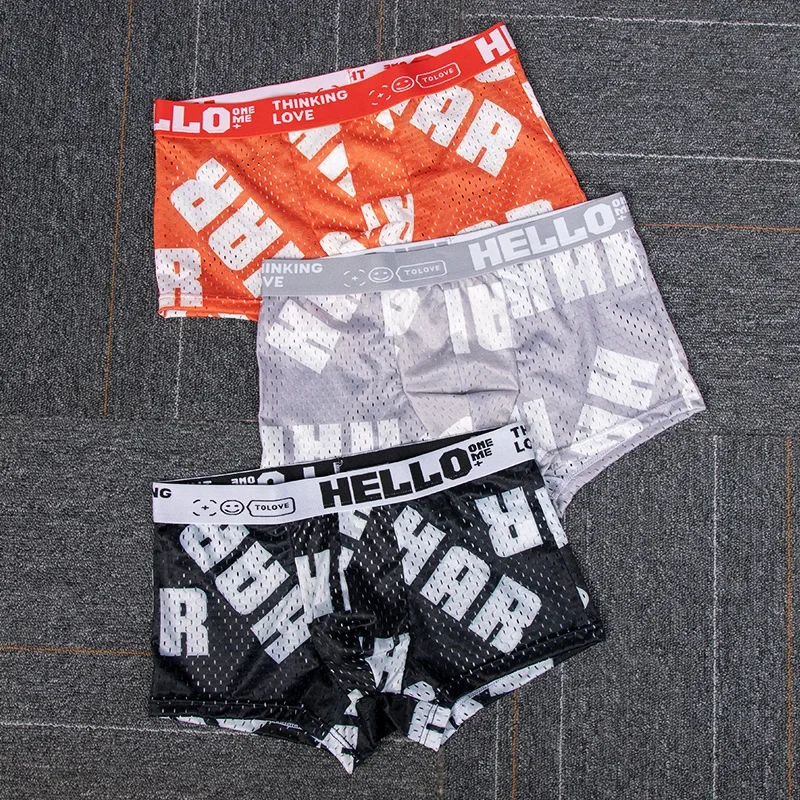 Cotton Flat Corner Boxer Shorts for Men Seasonal Sexy Breathable Youth Mesh Men's Underwear Boxer Shorts Gift Hot Sale