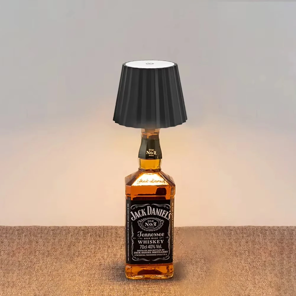 Lampu Meja Botol Anggur LED Nirkabel 7 Warna Dapat Diredupkan RGB USB Isi Ulang 2000MAh Kontrol Sentuh Lampu Minuman Makan