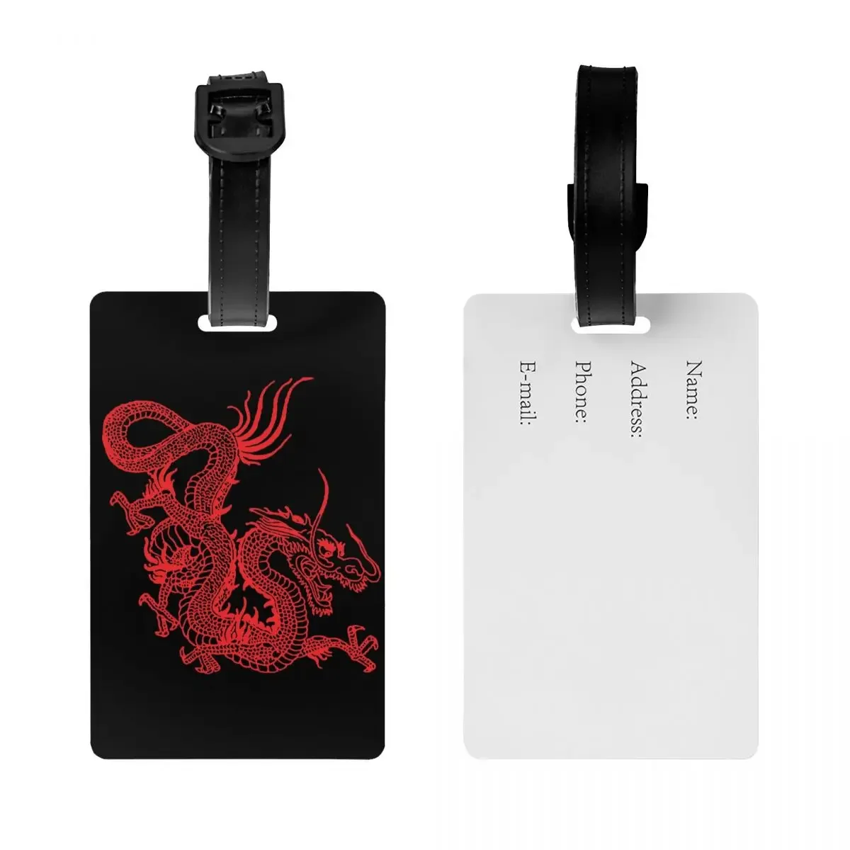 Custom Red  Dragon Luggage Tags for Suitcases Asian Oriental Style Art Privacy Cover ID Label