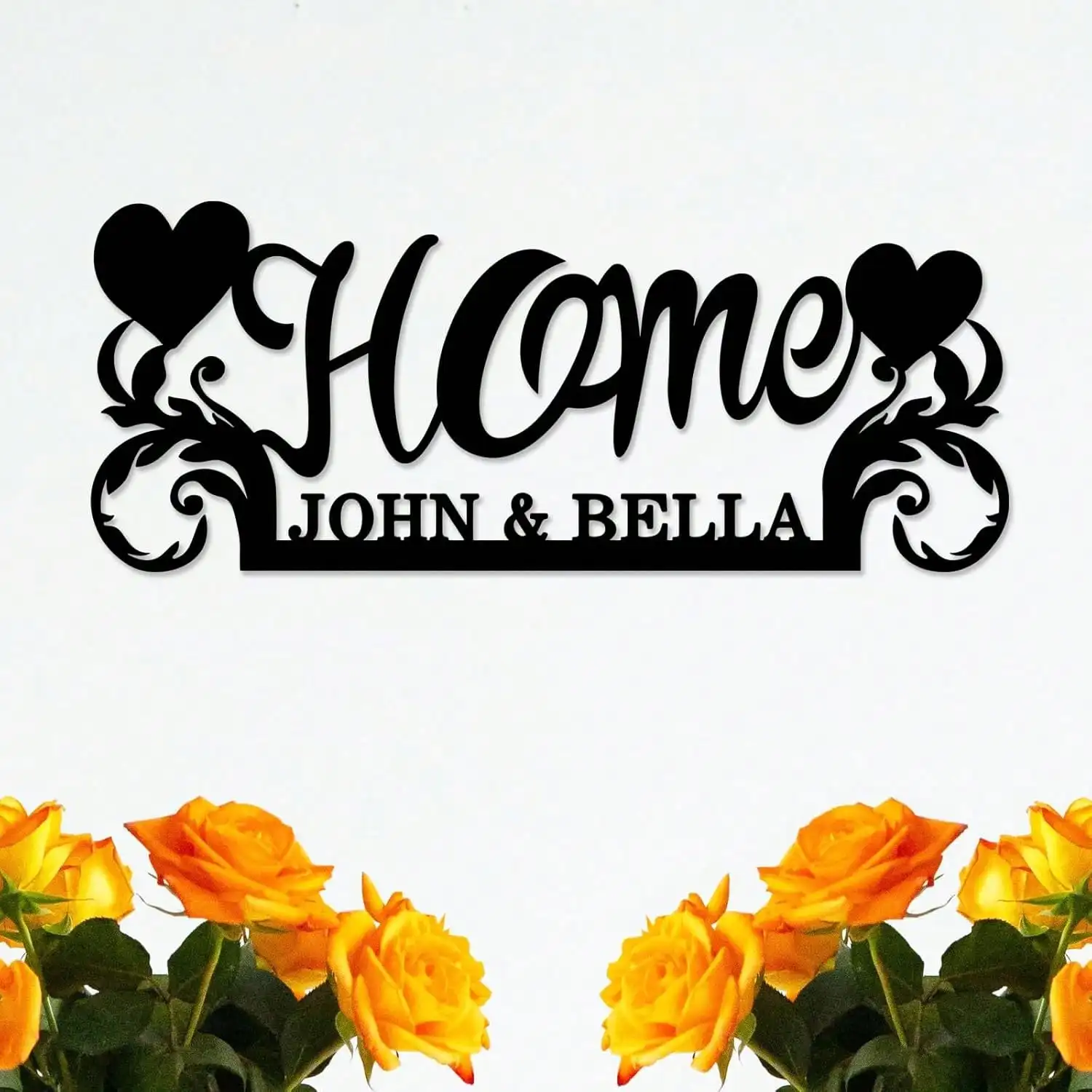 

Personalized Heart Metal Wall Art Custom Family Name Sign Valentine's Day Gift Wedding Decor