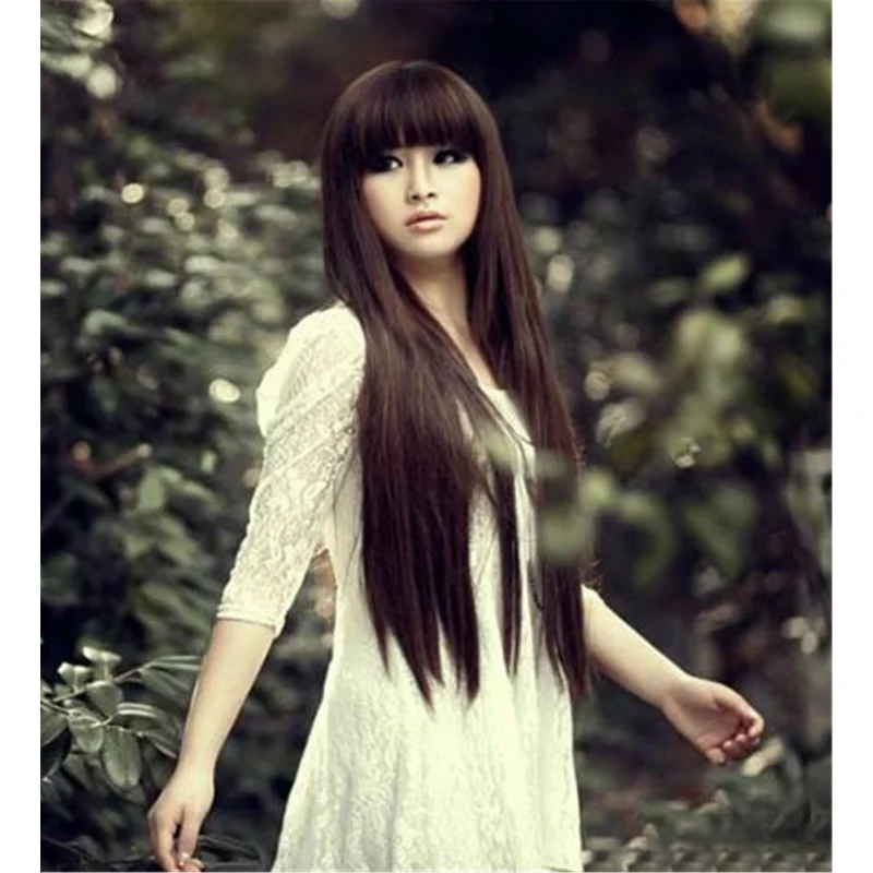 

Women Girls Natural Look Fringe Cosplay Costume Party Long Full Long Hair Wigs