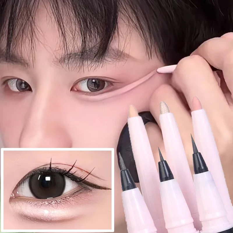 Double Ended Lying Silkworm Pencil Highlighter Makeup Pen Nude Brighten Outline Contour Eyelid Ultra-fine Pen Tip Eyeshadow Pen