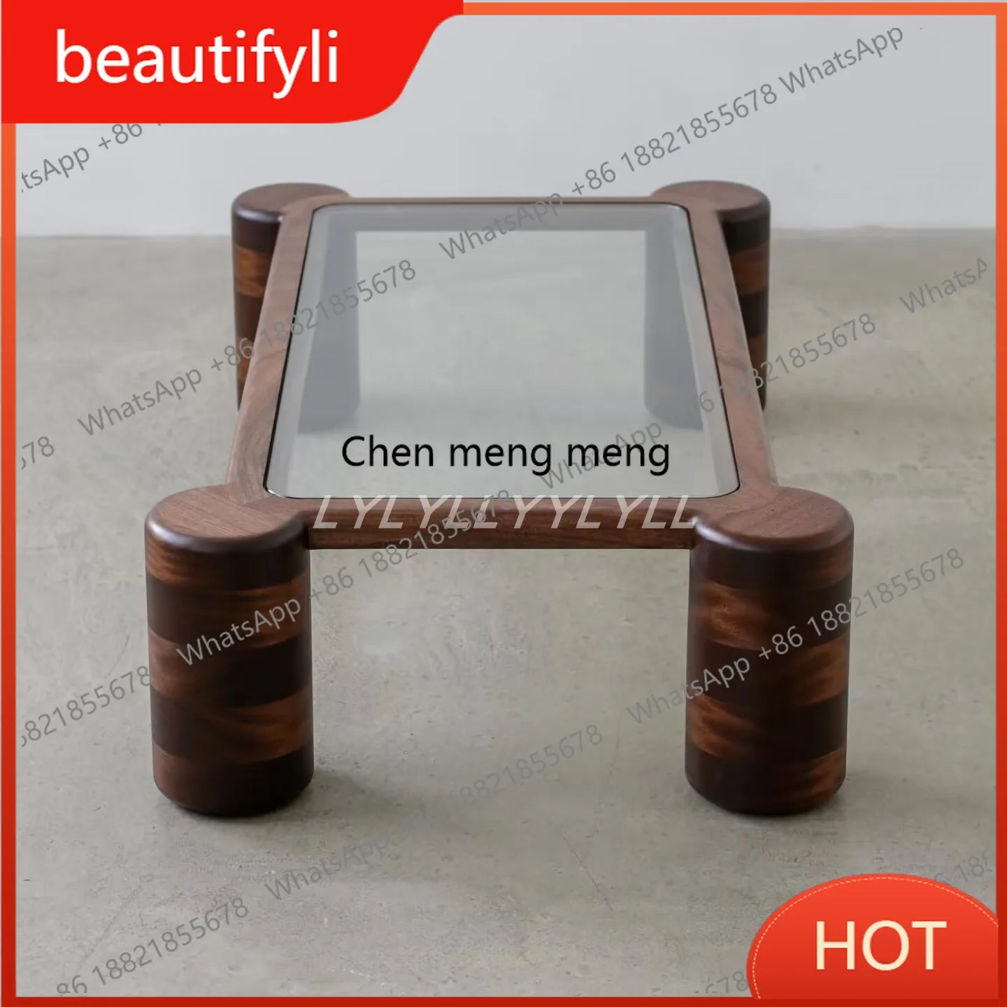 

C456 Итальянский минималистичный журнальный столик из цельного дерева, прямоугольный стеклянный столик для дома, гостиной, журнальный столик