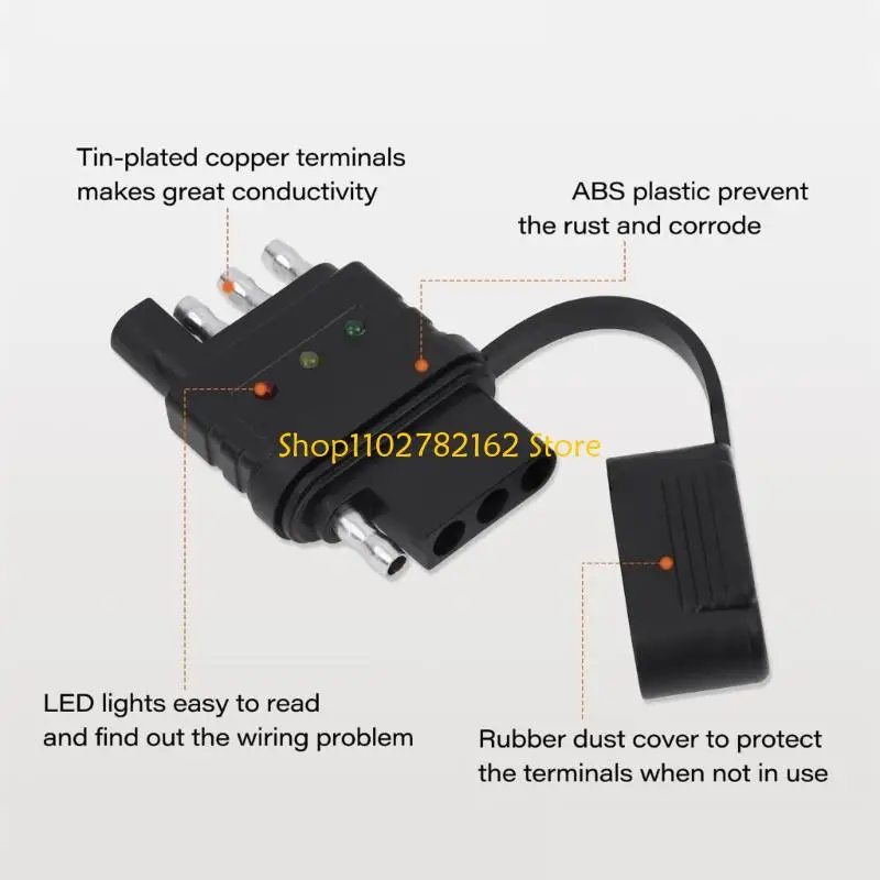 547B Heavy Duty 4 Circuit Trailer Wiring Tester 4 Way Flat Trailer Light Tester for Reliable Turn & Brake Light Checks