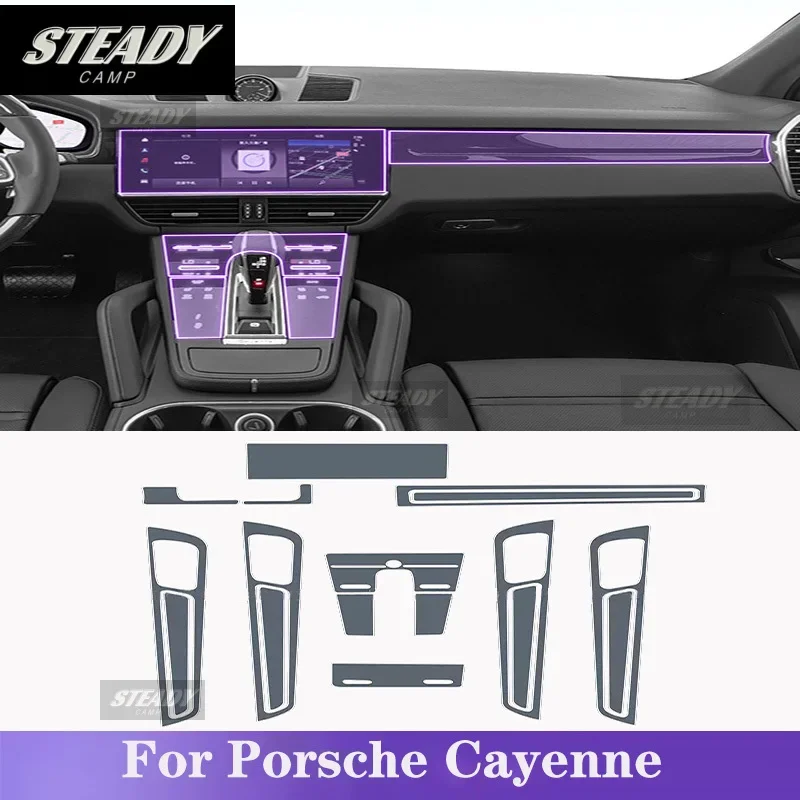 Para Porsche Cayenne 2018-2023 consola central interior de coche película protectora de pintura TPU transparente pegatina antiarañazos pantalla LCD