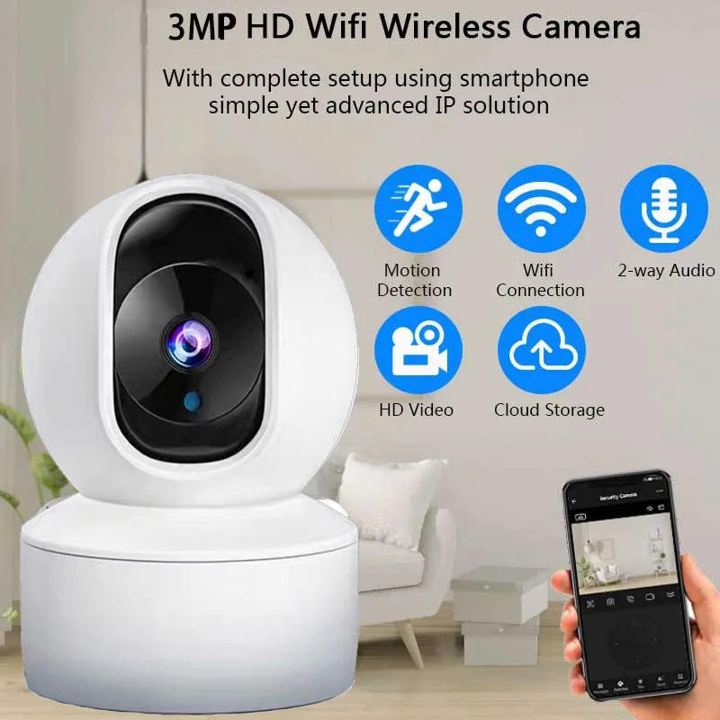 Indoor human detection network camera, night vision device,WiFi,baby monitor, pet,Tuya security system, 1080P,360 degree rotatio