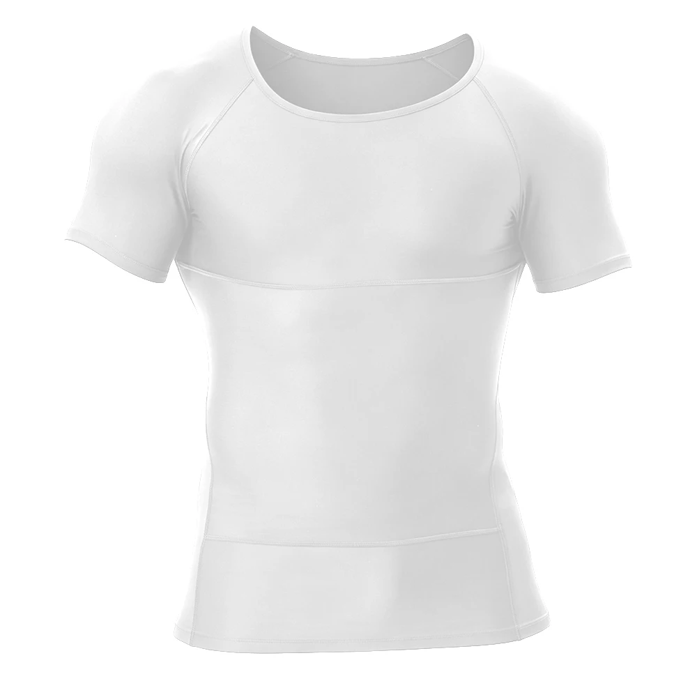 

Men's Tummy Control Double Layer Compression Slimming Shirt, Crew Neck Tight Fit Top, Breathable Comfortable Casual Gym T-Shirt