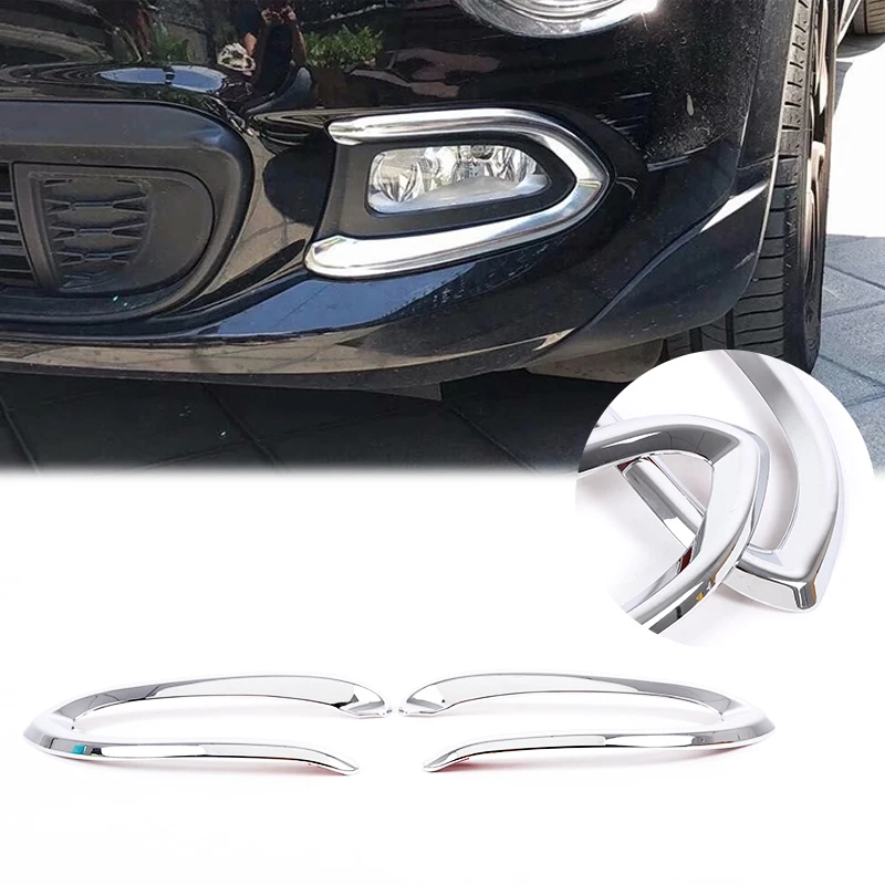 For Fiat 500X 2017-2018 ABS silver car front fog light frame decorative sticker car protection accessories
