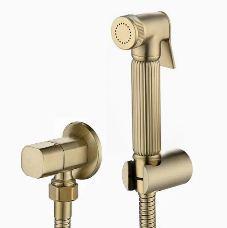 Brushed Gold Douche Kit Hand Held Bidet Sprayer brass Toilet Bidet faucet Shattaf Valve Jet Set hygienic shower