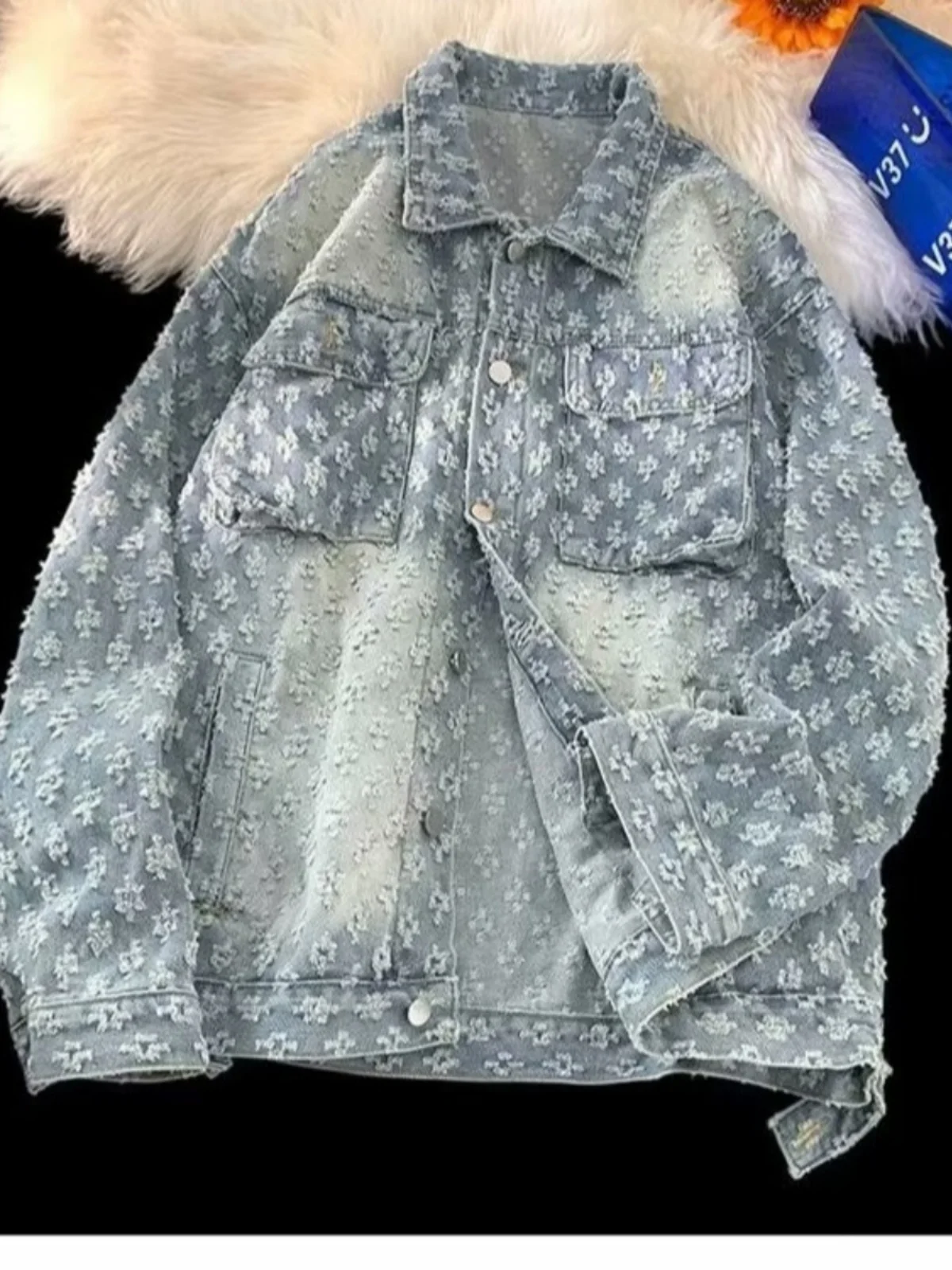 

Джинсовый тюнер для пары в американском стиле, весна-осень, Новое поступление, маленький дизайн, свободный топ в стиле ретро с вышивкой