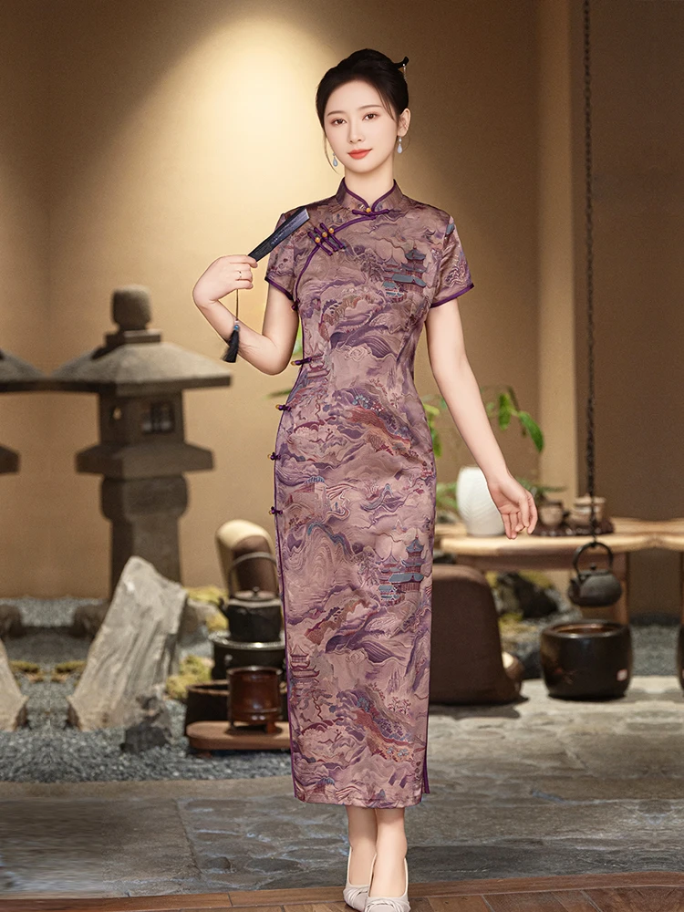 

Элегантное золотое длинное платье в стиле ретро из дышащей легкой ткани для женщин