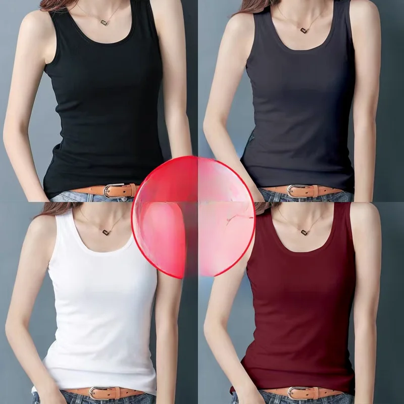 Slim Fit Tank Top Women's Summer Inner Wear Large Size Morning Run Outerwear Trendy Brand Buckle Strap Vest Breathable Moistu...