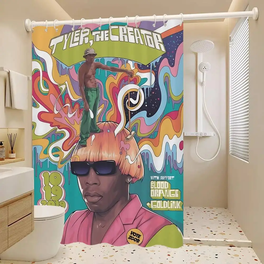 

Популярная занавеска для душа T-Tyler Singer The C-Creatores, 1 шт., с узором, с крючками, водонепроницаемая, машинная стирка, полиэстер, абстрактная