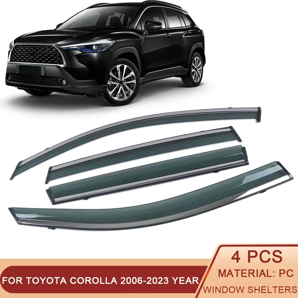 

For TOYOTA COROLLA E140 E150 E170 E210 2006-2023 COROLLA CROSS Car Window Sun Rain Shade Visors Shield Shelter Protector Sticker