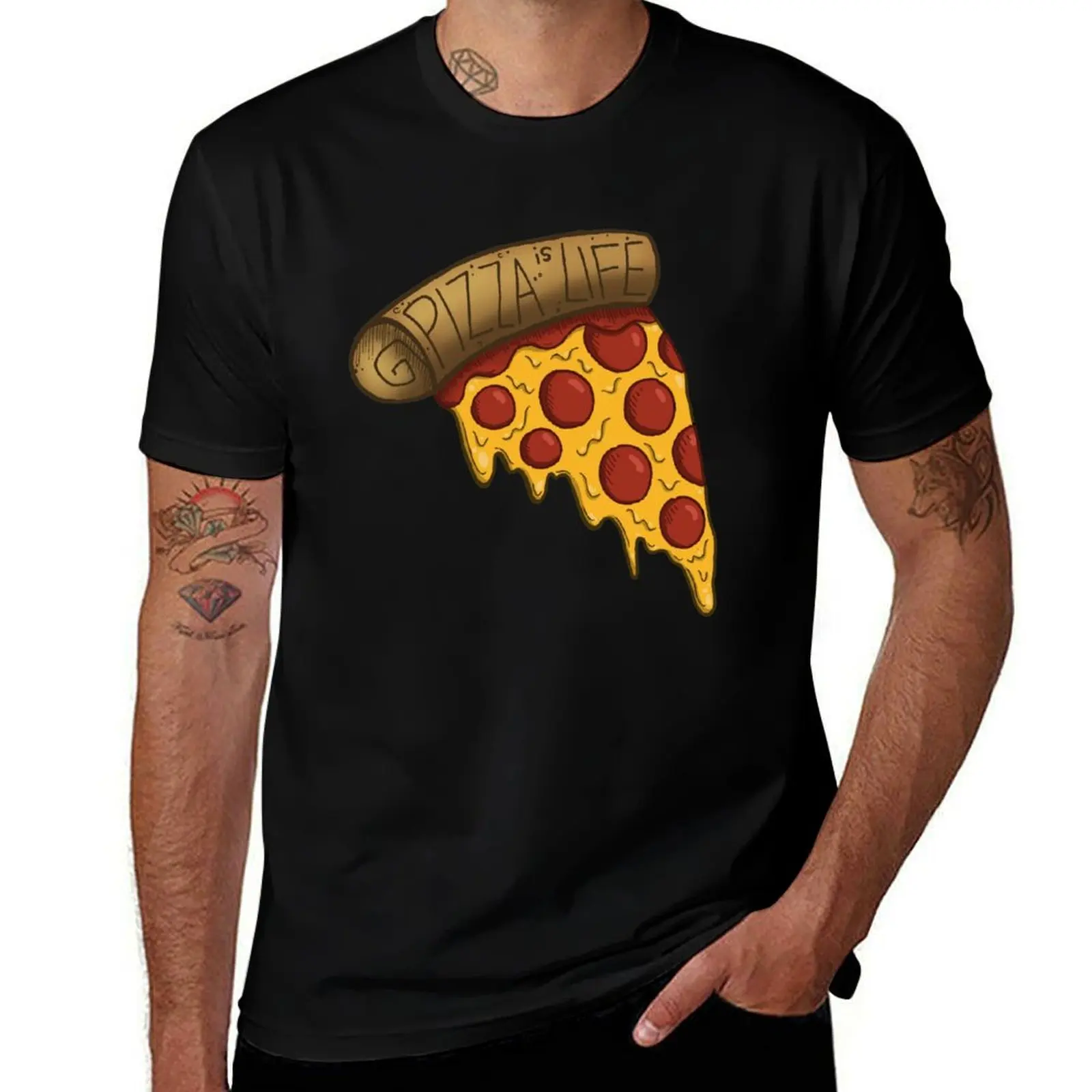 

Pizza is LIFE T-Shirt funny t shirts cotton printed t shirts for man T-Shirt