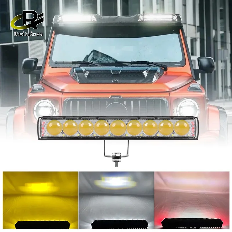 

White Amber Red Slim Led Light Bar Off Road LED Bar Spot Flood LED Driving Fog Lamp for SUV 4X4 Off Road LED Work Light Lamp