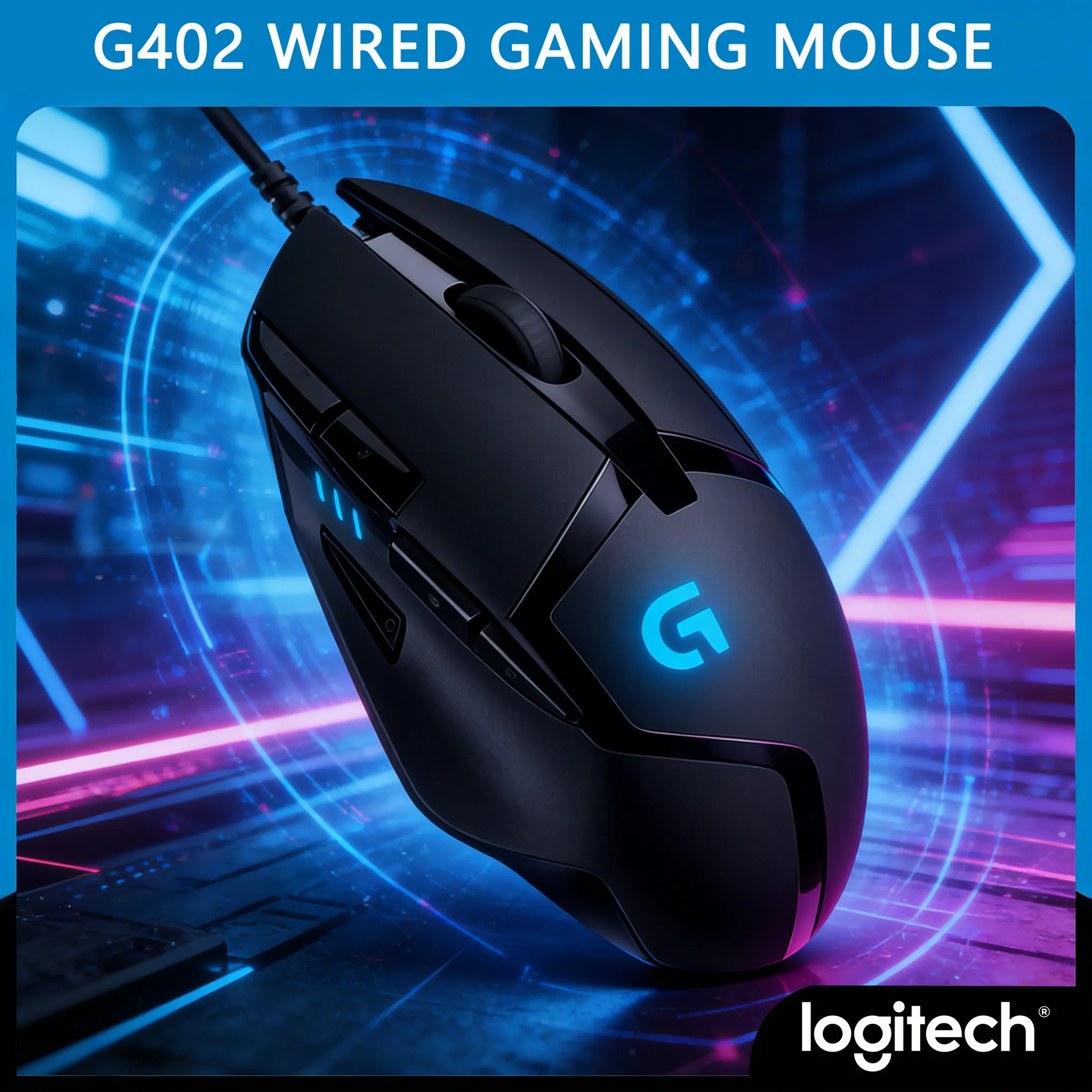 

Игровая мышь Logitech G402 с программируемыми макросами, 8 кнопок, высокоскоростное отслеживание