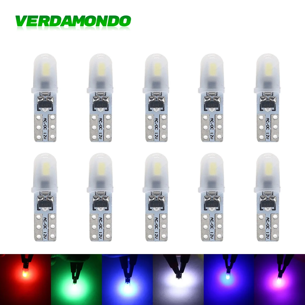 10Pcs T5 W3W 2 SMD 3014 Dashboard Car LED Bulbs 12V DC W1.2W 70 73 74 79 85 Indicator Wedge Auto Instrument Warming Lamp