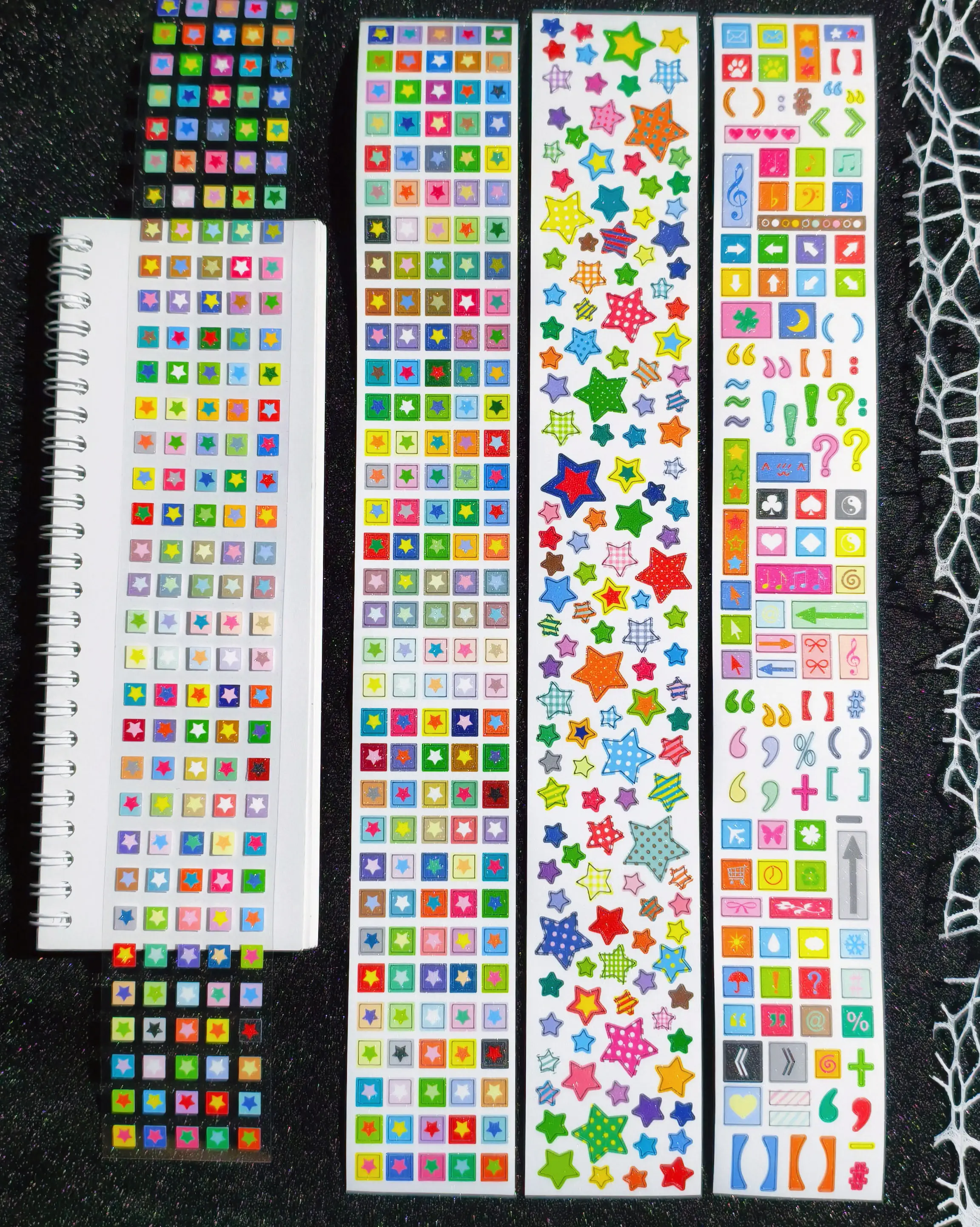 Bobo Fish Colorful Symbol Star Square Synthetic Paper Washi Tape, Pre-Cut PET Sticker for Journaling Scrapbooking DIY Craft