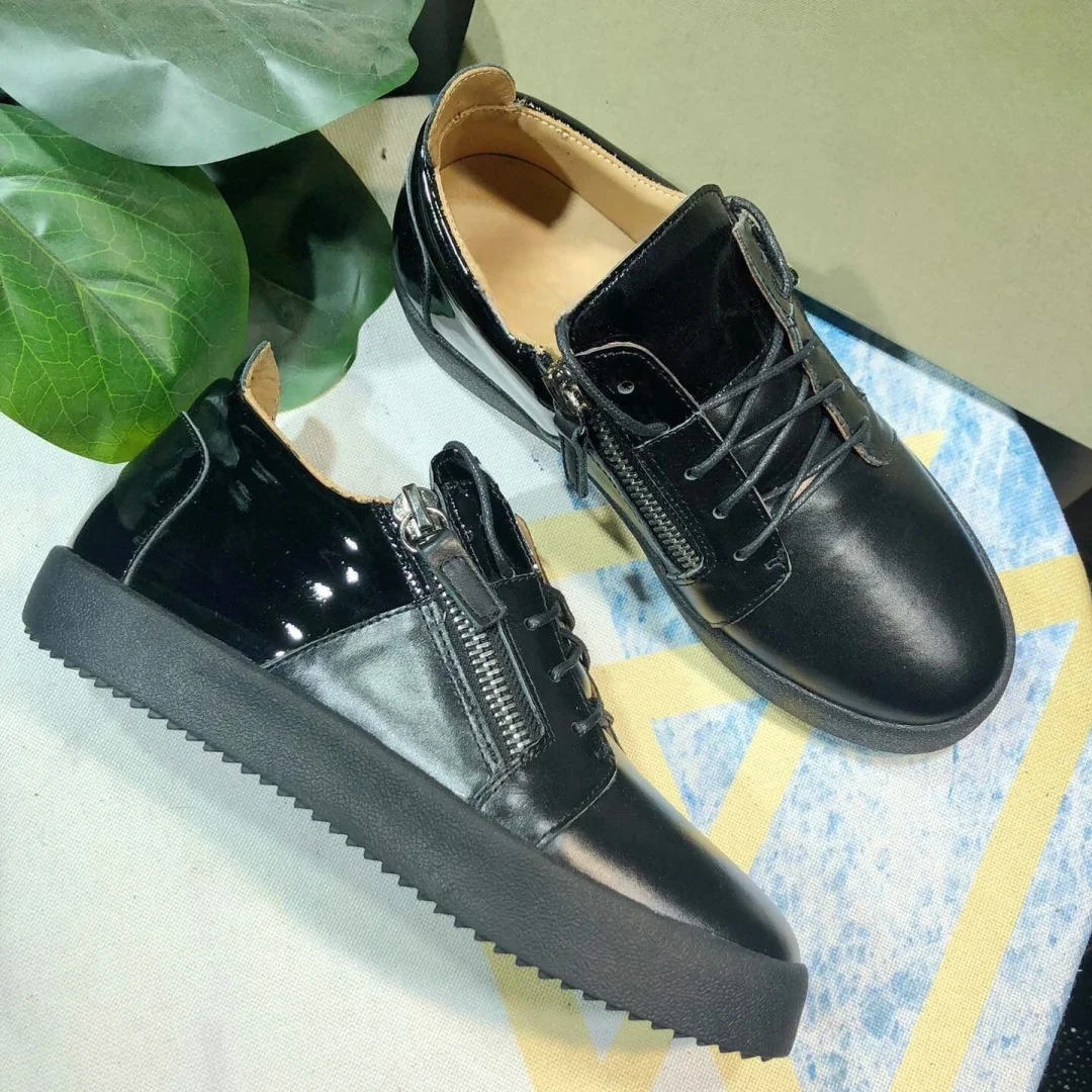 

Top Hight Quality Casual Sneakers For Men and Women Real Leather Brand Designer Unisex Tennis Shoes GZ Zipper Loafer Shoes G0930