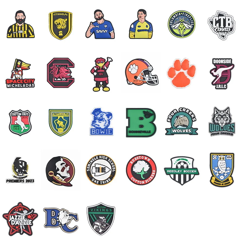 

1pcs 2025 Fashion Sports Shoe Charms Funny Baseball Football Shoe Decoration Lovely Craw Clog Charm Boys Girls Gifts
