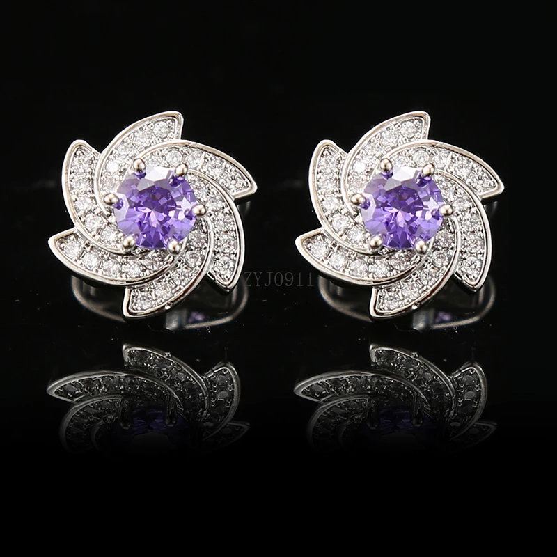 *Men's Upscale Rotating Windmill Fashion Gemstone Cufflinks Women's Trend Temperament Shirt Sleeve Tack