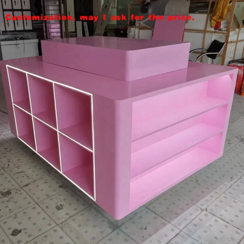 custom.Island Display Cabinet Shop Furniture  with Unique Design and Lighting  Store and Supermarket