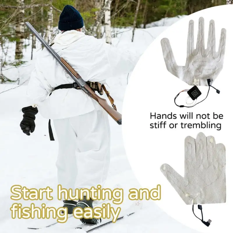 1PC USB Heated Gloves Winter Warm Five-Finger Gloves Heating Pad Electric Heating