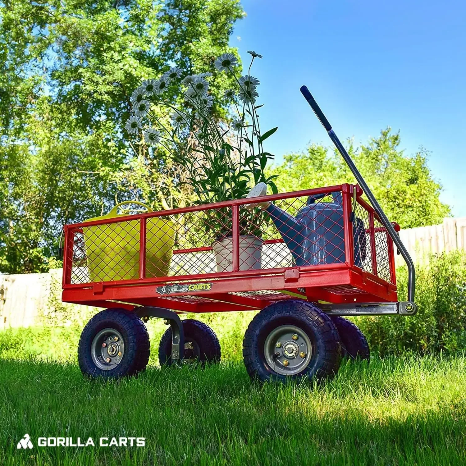 Chariot utilitaire RapDuty en acier, chariot de jardin et de cour, 800 lb, rouge